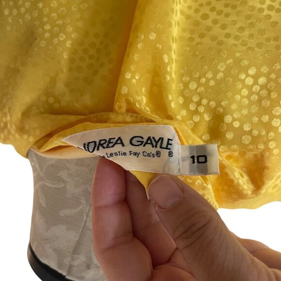 Andrea Gayle Vintage Womens Skirt Set Size 10 Pleated Yellow Polka Dot - Picture 7 of 11